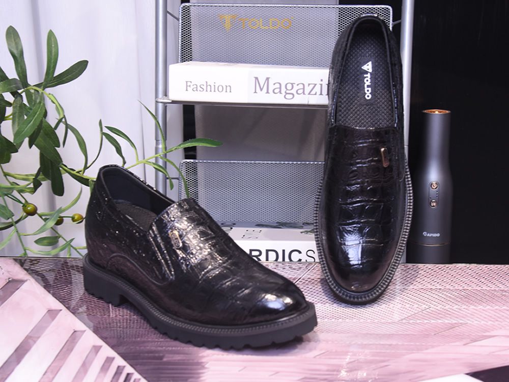 Giày cao 10 da bóng vân cá sấu 2